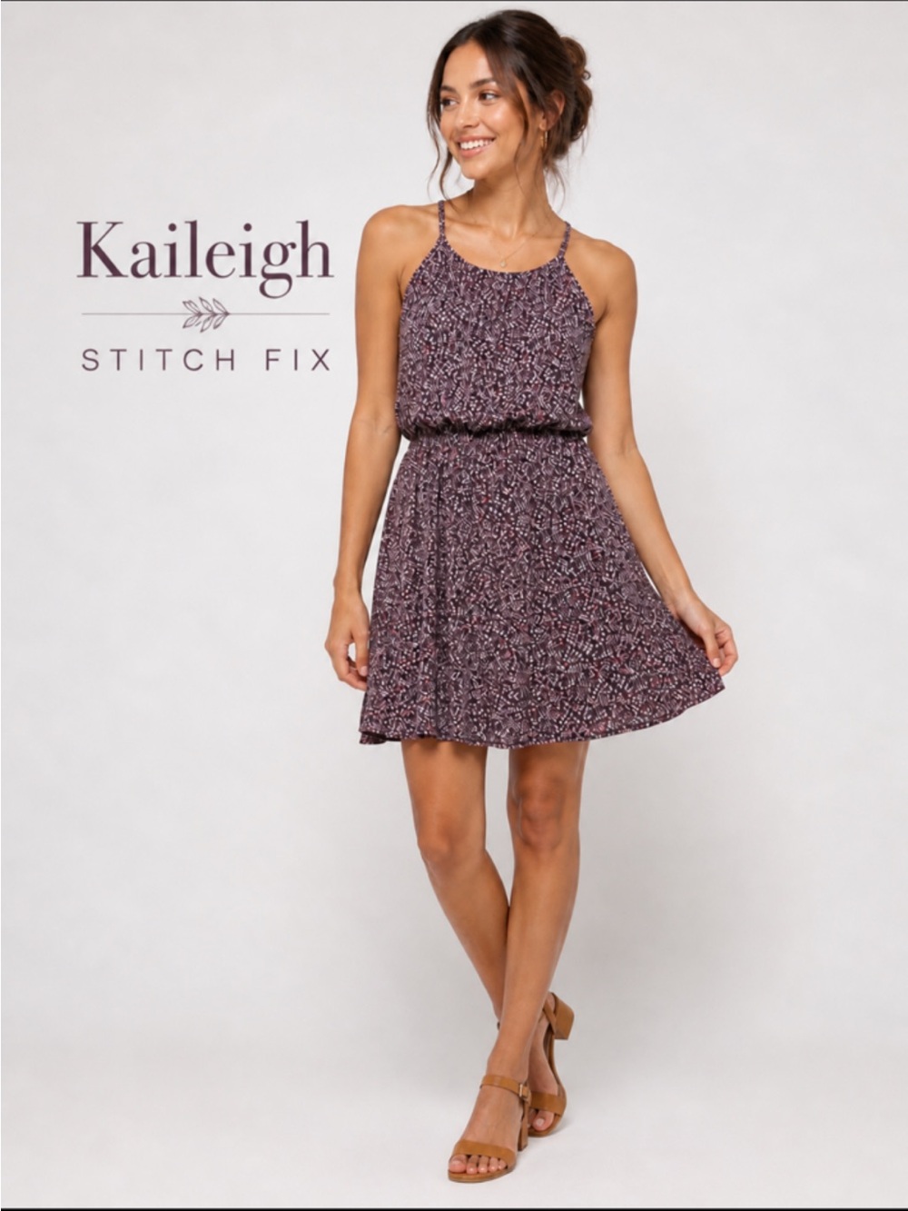 NWT Kaileigh Stitch Fix Plum Floral Mini Dress | Sleeveless Flowy Summer. Medium